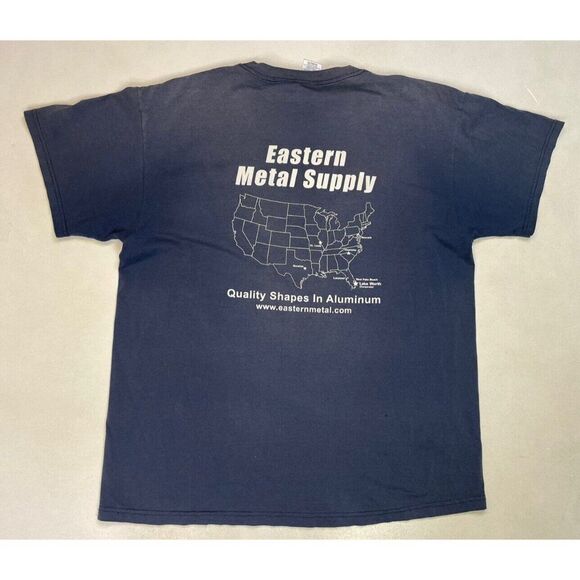 VINTAGE EMS Eastern Metal Supply Graphic Pocket T-shirt Men XL Blue Faded - Picture 1 of 7